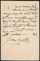 cca 1930 gróf Bolza Marietta/Mariette (1911-1996) festő autográf sorai és aláírása képeslapon