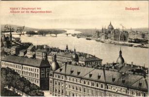 1907 Budapest, Kilátás a Margitsziget felé, Országház, Duna. Divald Károly 15-1907