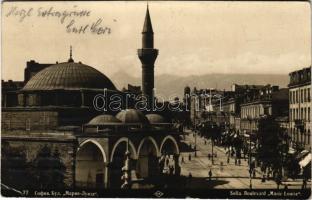 1932 Sofia, Sophia, Sofiya; Boulevard Marie Louise / street view, mosque, tram, shops (EK)