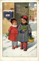 1931 Gyerek Újévkor / Children New Year greeting s: Kränzle (EK)