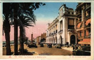 1934 Nice, Nizza; Le Palais de la Méditerranée / palace, automobiles (glue marks)