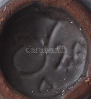 Antik mázas kerámia szivarváza, jelzett, kopással, m: 18,5 cm