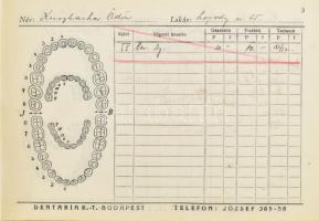 1932 Dentaria fogorvosi szerek gyára reklámokat tartalmazó fogászati kezelő füzes, teljesen kitöltve