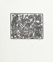 Banga Ferenc (1947-): Babits IV. (Babits mappából). Linómetszet, papír, jelzett, számozott (46/99). 12,5x14 cm