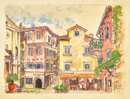 Legány Zoltán (1911-1993): Lovran, 1978. Akvarell, papír, jelzett, , kartonra kasírozva. Feltehetően kiállítva: Magyar Építőművészek Szövetsége, egyéni gyűjteményes kiállítás, 1989. 24×33 cm