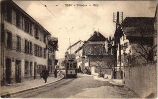 1910 Peseux (Neuchatel), Rue / street, tram