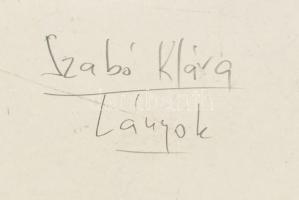 Szabó Klára (?-?): Lányok. Tus. papír, jelzés nélkül, a hátoldalán feliratozott, kartonra kasírozva....