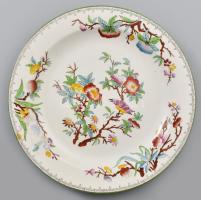 cca 1890/1900, Wedgwood Etruria virágos ágon pihenő madár mintával díszített tál. Jelzett, minimális kopással, d: 23,5 cm