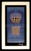 Vasarely Victor (1908-1997): Op-art kompozíció. Ofszet, papír, jelzett a nyomaton, 44x24 cm Üvegezett fa keretben. Paszpartu kissé foltos.