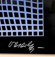 Vasarely Victor (1908-1997): Op-art kompozíció. Ofszet, papír, jelzett a nyomaton, 44x24 cm Üvegezet...