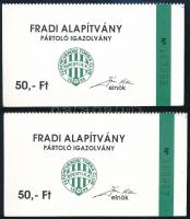 cca 1990 2 db FTC Alapítvány pártoló igazolvány