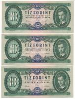 1962. 10Ft (3x) sorszámkövetők "A 950 184595 - 184597" T:UNC Adamo F6