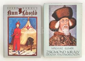 Mályusz Elemér: Zsigmond király uralma Magyarországon. 1387-1437. Bp., 1984, Gondolat. Kiadói egészvászon-kötés, kissé sérült kiadói papír védőborítóban. + Szabó Károly: Kun László. Bp., 1988, ÁKV-Maecenas. Reprint kiadás. Kiadói kartonált papírkötés, kiadói papír védőborítóban.