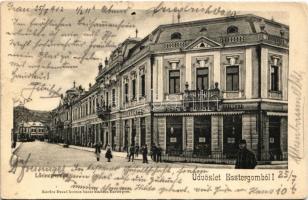 1902 Esztergom, Lőrincz utca, Korona szálloda és kávéház. Kardos Dezső kiadása (kis szakadás / small tear)