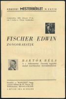 1936 A Mesterbérlet koncert VI. estje, többek között Bartók Béla, Fischer Edvin fellépésével, koncertprogramfüzet, 15p