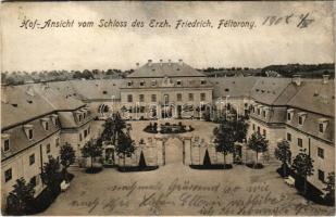 1908 Féltorony, Halbturn; Hof-Ansicht vom Schloss des Erzh. Friedrich / kastély udvara / castle courtyard (r)