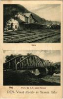 1940 Dés, Dej; Gara, Podul de C.F. peste Somes / vasútállomás és Szamos hídja. Foto Dr. Czettele / railway station, Somes river bridge (EK)