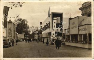 1938 Budapest, Budapesti Nemzetközi Vásár, M. kir. Dohányjövedék, Philips, Rádió üzenetek Európába és Amerikába, Honi Faipar, horogkeresztes zászló, swastika (fl)