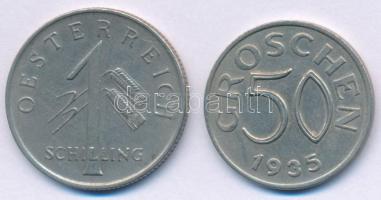 Ausztria 1934. 1Sch Cu-Ni + 1935. 50gr Cu-Ni T:AU,XF  Austria 1934. 1 Schilling Cu-Ni + 1935. 50 Groschen Cu-Ni C:AU,XF