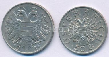 Ausztria 1934. 1Sch Cu-Ni + 1935. 50gr Cu-Ni T:AU,XF 
Austria 1934. 1 Schilling Cu-Ni + 1935. 50 Gr...