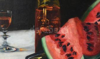 Ányos Viola, Fajszi (1872-1945): Asztali csendélet. Olaj, vászon, kartonon. Jelezve jobbra lent. Dek...