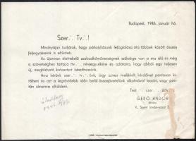 1945-1946 2 db levél szabadkőműves ingatlanokról