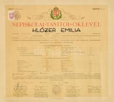 1947 Bp., Népiskolai tanítói oklevél, felcsavarva