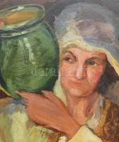 Gadányi Jenő (1896-1960): Vízhordó nő (örmény népviseletben?), 1919. Olaj, karton. Jelezve balra len...