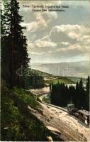 Tátra, Magas Tátra, Vysoké Tatry; Csorbatói fogaskerekű vasút, vonat. Cattarino S. kiadása 1905. 194. / Csorber-See Zahradbahn / Strbské Pleso cogwheel railway, train