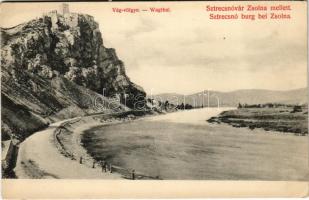 Sztrecsnó, Sztrecsény, Strecno (Tátra, Tatry); Vágvölgy, Sztrecsnó vára Zsolna mellett. Biel L. kiadása / Povazie, Hrad Strecno / Das Waagtal / Váh riverside, castle ruins (EK)