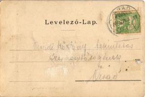 Arad, az 1751-ben épült Minorita templom a lebontás havában 1902. június hó, városi vasút, vonat. Ke...