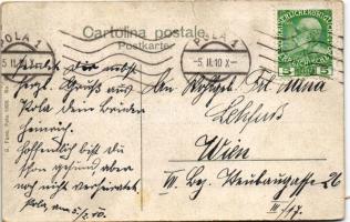 1910 SMS ERZHERZOG KARL osztrák-magyar haditengerészet pre-dreadnought csatahajó este. G. Fano Pola,...