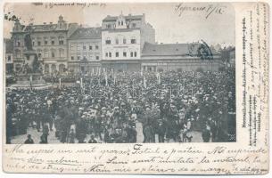 1904 Arad, Kossuth ünnep 1902. szeptember 19-én. Az aradi Kossuth szobor alapra, kiadja a Gyűjtő-bizottság, Kuttn Gyula és Rosenblum és Társa üzlete / Kossuth festival, shops (EM)