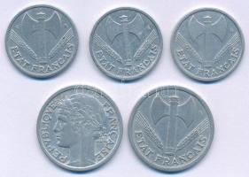 Franciaország / Vichy-kormány 1942-1944. 1Fr Al (3xklf) + 1943-1944. 2Fr Al (2xklf) T:XF
France / V...