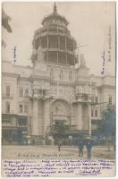 1903 Arad, Az új minorita templom építés alatt, Jakabffy István és Társa, Scherhag H. üzlete. Bloch H. kiadása / new Minorite church under construction, shops (EK)