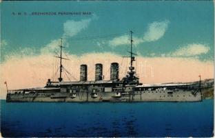 SMS Erzherzog Ferdinand Max az Osztrák-Magyar Haditengerészet Erzherzog-osztályú csatahajója / K.u.K. Kriegsmarine Linienschiffe / Austro-Hungarian Navy, Erzherzog-class pre-dreadnought battleship. M. Schulz Prag 1916. (Rb)