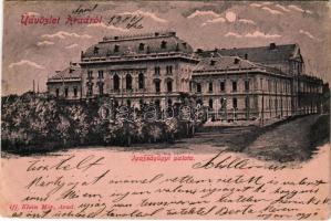 1900 Arad, Igazságügyi palota. Ifj. Klein Mór kiadása / Palace of Justice (vágott / cut)