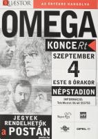 1999 Omega Konce Rt koncert plakát, félbehajtva, 41,5x29,5 cm