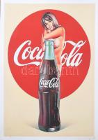 Mel Ramos Coca Cola pin up plakát modern nyomata, műanyag hordozón, kopással, 74x50 cm