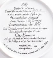 1989, Villeroy & Boch dísztál, Otto Eismann festményének reprodukciójával, jelzett, sorszámozott...