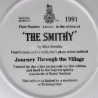 1991, Royal Doulton dísztál, "A kovácsműhely", jelzett, sorszámozott, hibátlan, d: 21 cm