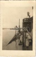 S.M. U-VI osztrák-magyar tengeralattjáró lehorgonyozva a kikötőben / K.u.k. Kriegsmarine Unterseeboot VI / Austro-Hungarian Navy submarine &quot;U 6&quot;. photo