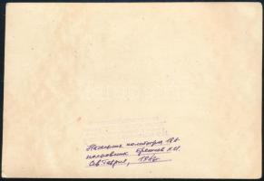 1943 Leonyid Iljics Brezsnyev ezredes a fronton a II. világháborúban, a hátoldalon feliratozott, pec...