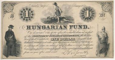 1852. 1$ B Kossuth bankó sorszám nélkül T:F szép papír / Hungary 1852. 1 Dollar B Hungarian Fund without serial number C:F nice paper Adamo G117