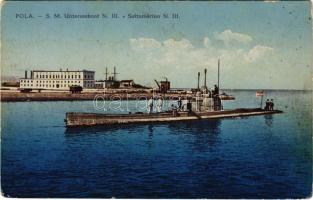 Pola, S.M. U-III osztrák-magyar tengeralattjáró / K.u.k. Kriegsmarine Unterseeboot III / Austro-Hungarian Navy submarine "U 3". G. Fano 1913. (fl)