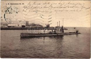 1910 Pola, S.M. U-III osztrák-magyar tengeralattjáró / K.u.k. Kriegsmarine Unterseeboot III / Austro...