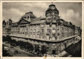 1933 Budapest V. Pesti Magyar Kereskedelmi Bank, patika, gyógyszertár, automobilok (fl)