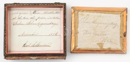 cca 1850 Elegáns fiatalember, dagerrotípia, dekoratív tokban, a tok fedele levált, 9x8 cm