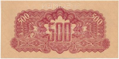 Csehszlovákia 1944. 500K "AT 375382", "SPECIMEN (MINTA)" perforációval T:UNC kis...