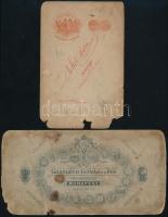 cca 1900 Beazonosítandó színésznők 2 db portréja, keményhátú fotók Uher Ödön valamint Goszleth Istvá...